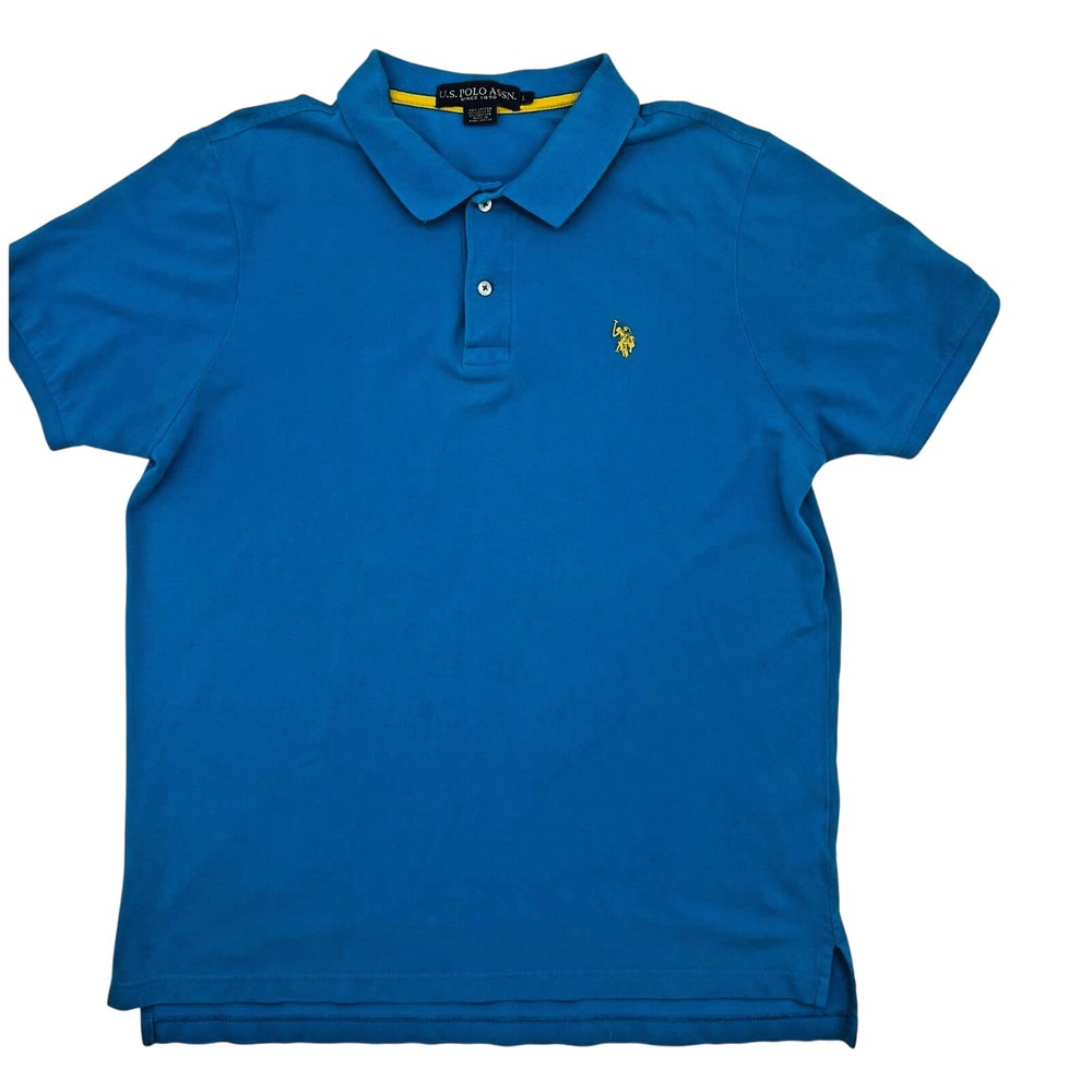 Women's U.S. POLO ASSN. Short Sleeve Cotton 2 Button Front Collar Shirt L Preppy